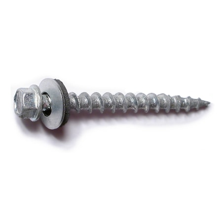 Midwest Fastener Self-Drilling Screw, #10 x 2 in, Galvanized Steel Flange Hex Head External Hex Drive, 100 PK 53830